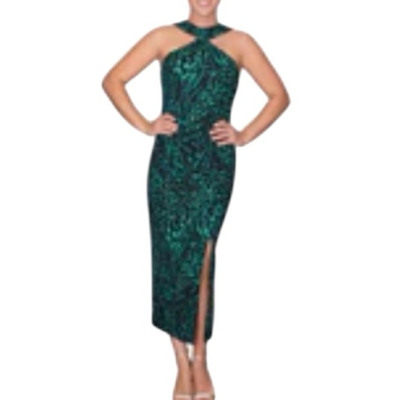 RACHEL Rachel Roy Dresses & Skirts - Rachel Rachel Roy Womens Twist Neck Long Maxi Dress evergreen animal print Sz M